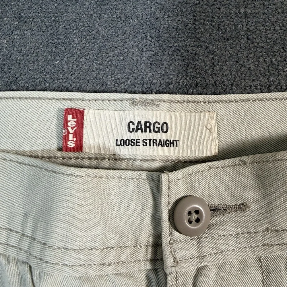Vtg Levi's Cargo Pants Men's 36x30 Loose Straight White Baggy Skate Y2K Cotton